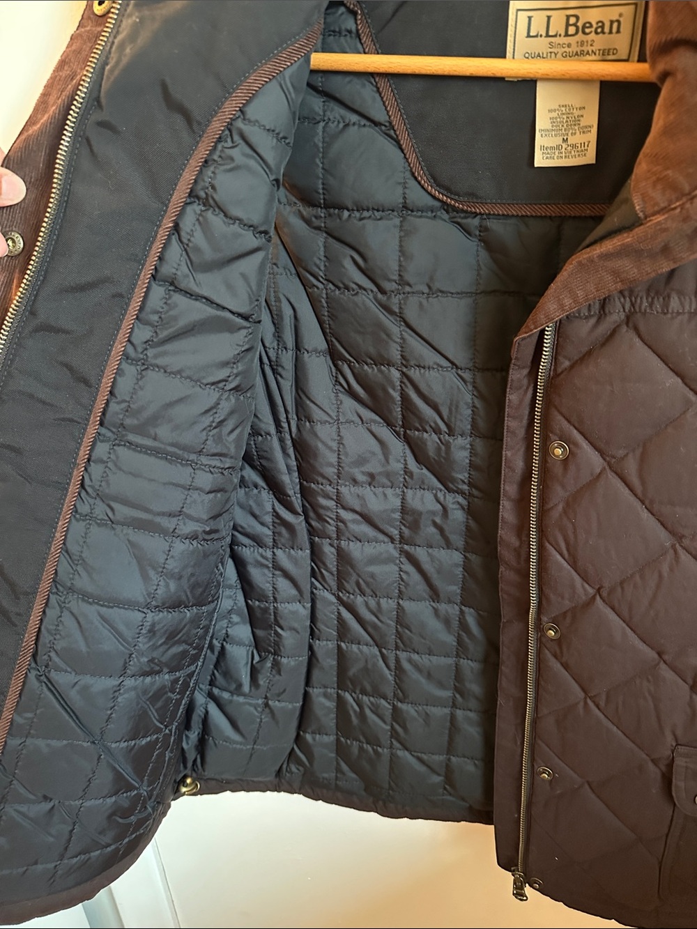 L.L. Bean Women's Upcountry Waxed Cotton Down Vest in Dark Brown - Picture 5 of 6